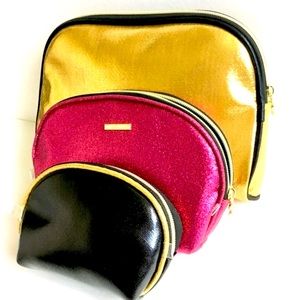 Juicy Couture Gold Pink Glitter BLK Makeup Bag Set